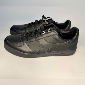 Diadora All-Black Leather Low-Top Sneakers